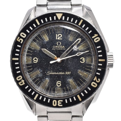 オメガ OMEGA 166.024 ヴィンテージ シーマスター 300 Cal.552 キャタピラブレス ブラック 自動巻き メンズ 腕時計 Z#151182