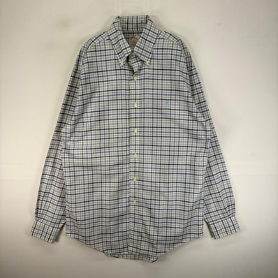 古着 ブルックスブラザーズ Brooks Brothers 長袖シャツ ボタンダウン ワンポイント S ブルー系 チェック メンズ