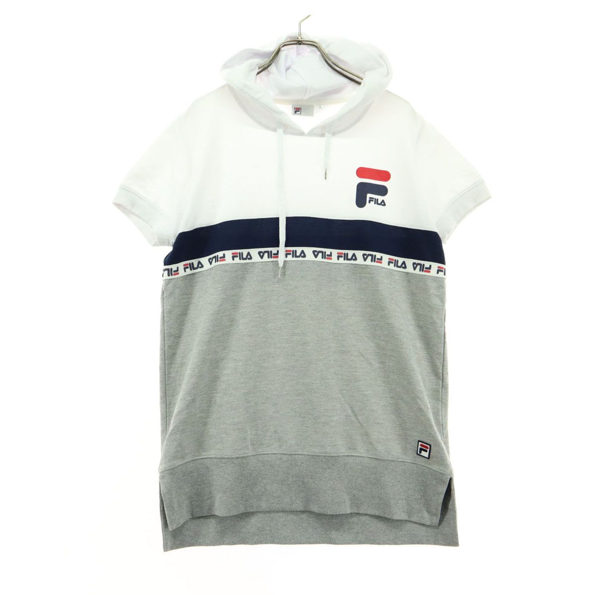 FILA フィラ プリント・刺繍 半袖 スウェットパーカー M ホワイト系