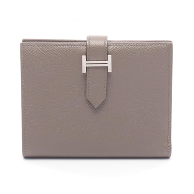 エルメス HERMES ベアンコンパクト 二つ折り財布 財布 レザー カーフ(牛革) ヴォーエプソン ヴォーエプソン エタン Y刻印(2020年製造) レディース ベージュ系 【中古】