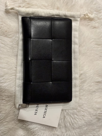 Bottega Veneta Cassette Zip Around Wallet "Black/Glass"