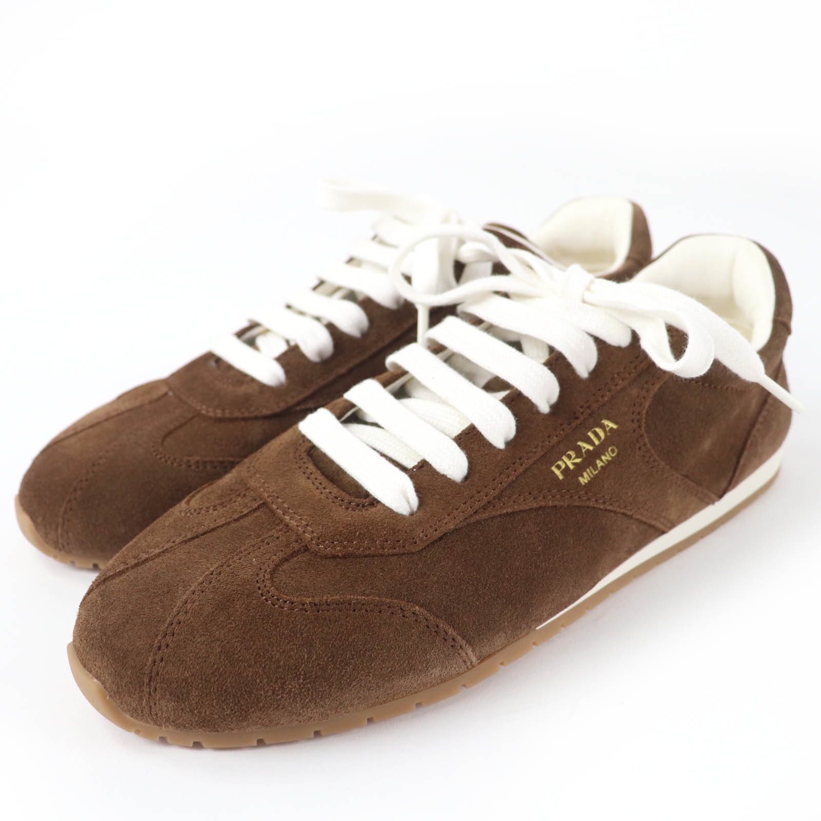未使用品 プラダ ローカットスニーカー ブラウン レディース 38 1E152O