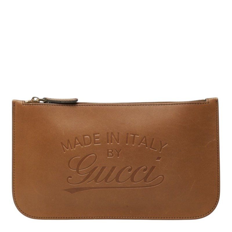 グッチ ポーチ 247209 ブラウン レザー レディース GUCCI 中古