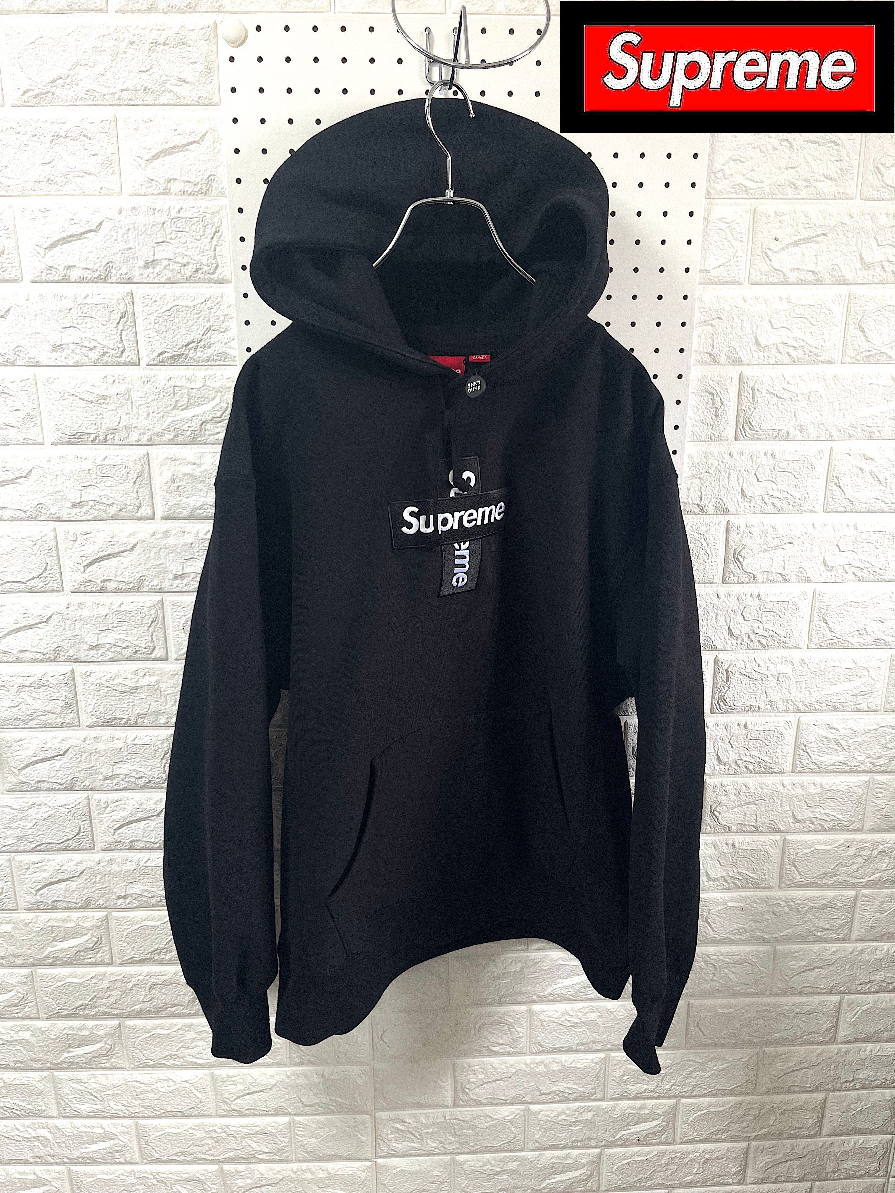 Supreme Cross Box Logo Hooded Sweatshirt "Black"