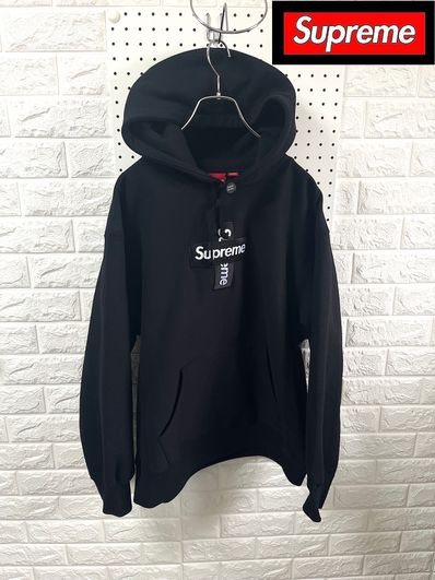 Supreme Cross Box Logo Hooded Sweatshirt "Black"