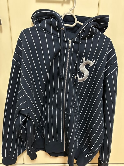 Supreme Devil S Logo Zip Up Hooded Sweatshirt "Stripe"