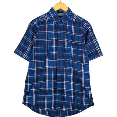 古着 80年代 ラルフローレン Ralph Lauren CHAPS チャップス 半袖 ボタンダウン チェックシャツ メンズM相当 ヴィンテージ/eaa584897