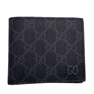 GUCCI グッチ GGスプリーム 二つ折り ウォレット 二つ折り財布 768243 GGスプリームキャンバス グレー メンズ【中古】