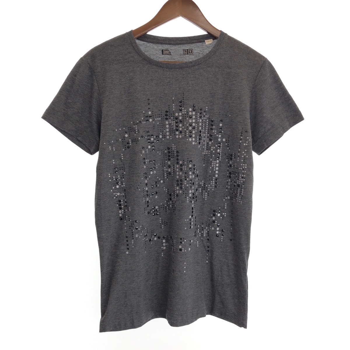 DIESEL ディーゼル サイズS グレー ブラック コットン 半袖Tシャツ カットソー 501679 【中古】