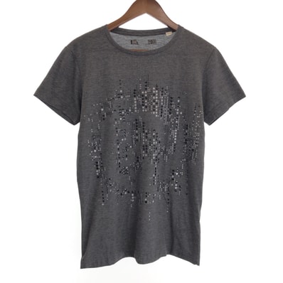 DIESEL ディーゼル サイズS グレー ブラック コットン 半袖Tシャツ カットソー 501679 【中古】