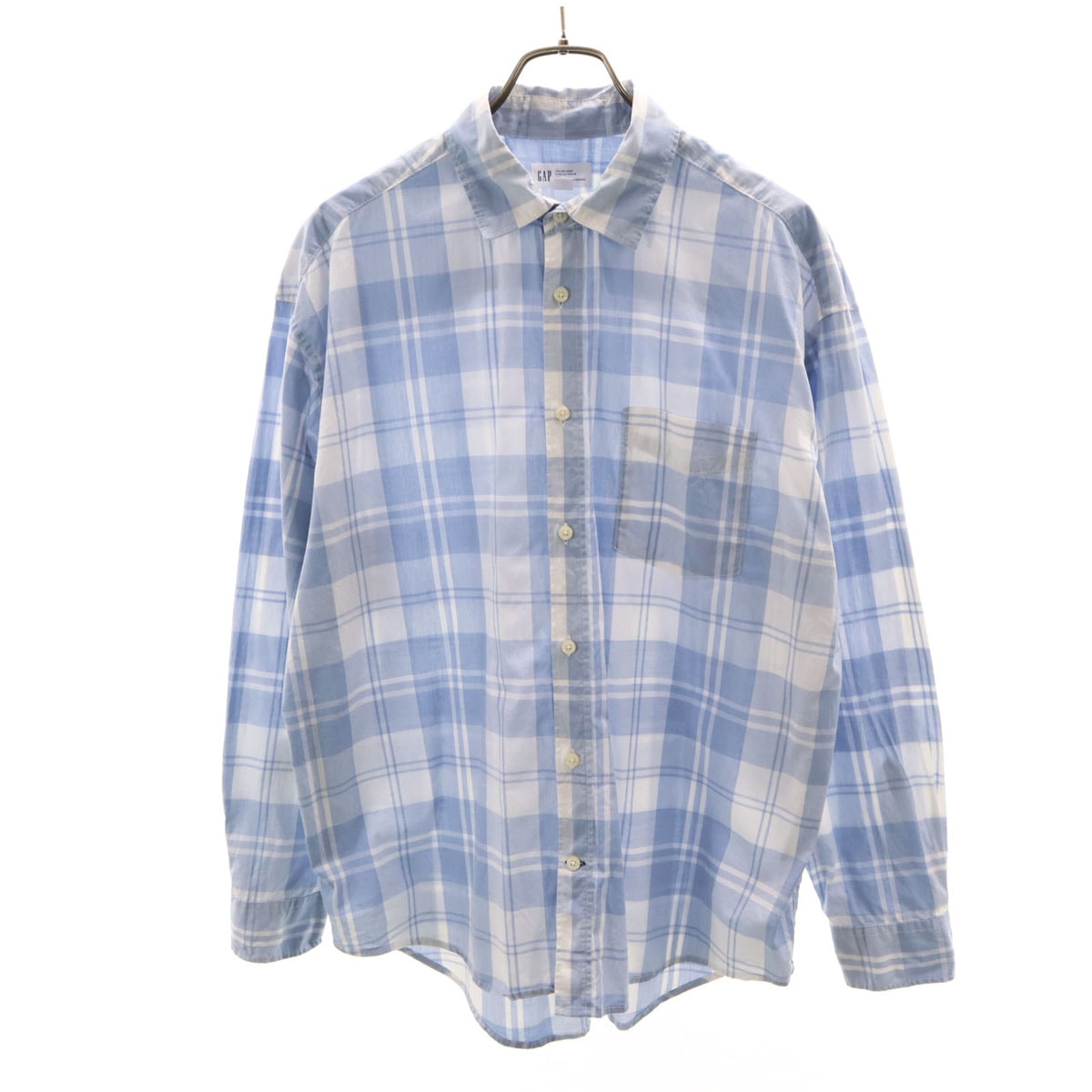 GAP ギャップ チェック柄 長袖 シャツ S 青緑