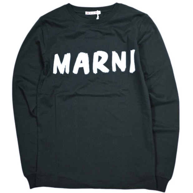 新品 MARNI マルニ 24AW ORGANIC COTTON JERSEY PAINT LOGO L/S TEE ペイントロゴ ロングスリーブTシャツ THJE0294P1 USCS11 38 BLACK(L2N99) 長袖 カットソー 定価59,400円