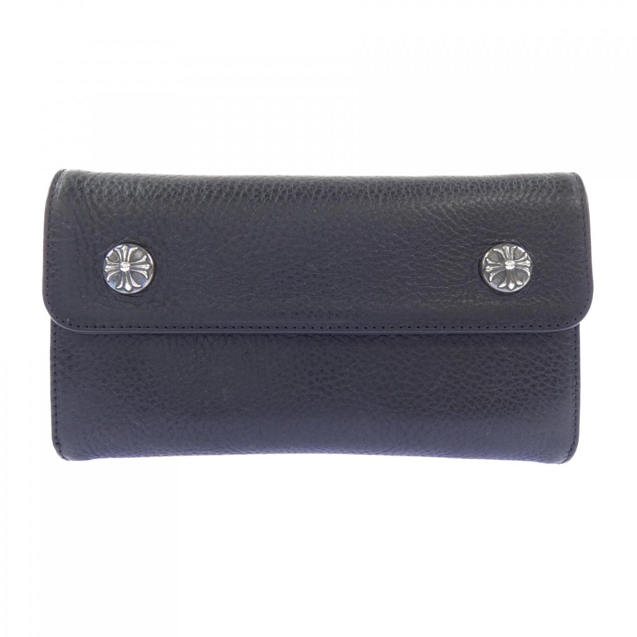 Chrome Hearts Wave Cross Ball Button Leather Wallet "Black/Silver"