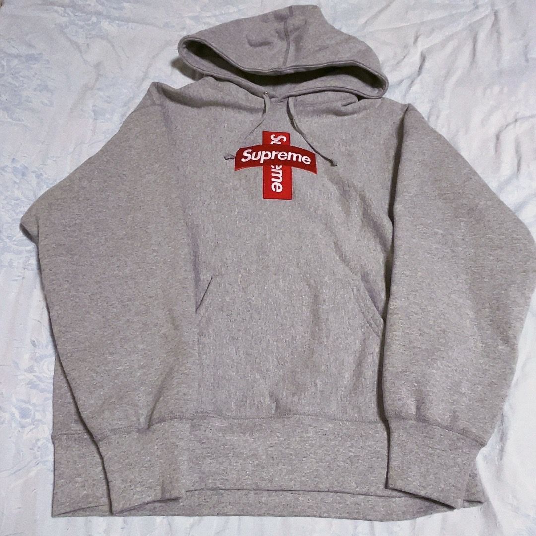 Supreme Cross Box Logo Hooded Sweatshirt "Grey"