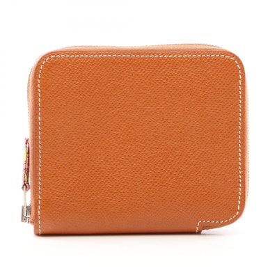 エルメス HERMES アザップコンパクト シルクイン ラウンド財布 財布 レザー ヴォーエプソン ヴォーエプソン ゴールド □R刻印(2014年製造) レディース ゴールド系 【中古】