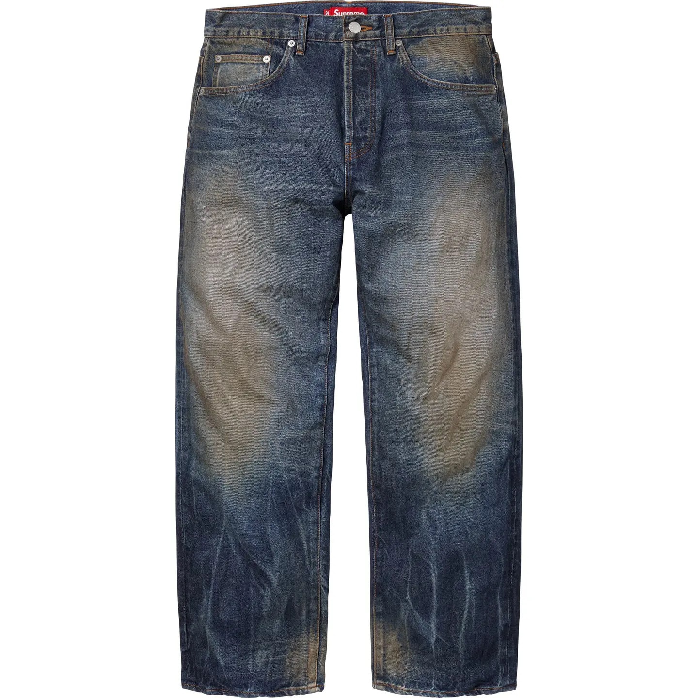 Supreme Distressed Loose Fit Selvedge Jean "Washed Indigo" (25SS)