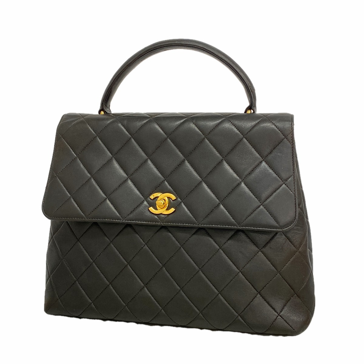 【6ia0608-k】シャネル ハンドバッグ マトラッセ ラムスキン ブラック ゴールド金具【中古】レディース