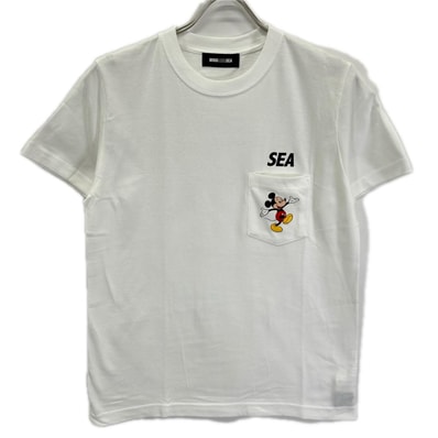 ウィンダンシ― ×Disney WDS-C-DSNY-25-Q4-04 ホワイト ミッキープリント ショートスリーブポケットカットソー S