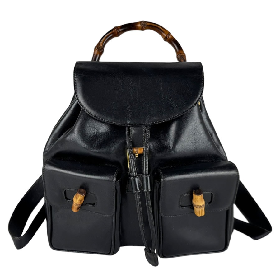 グッチ GUCCI リュック バンブー レザー ブラック レディース【中古】 z11039