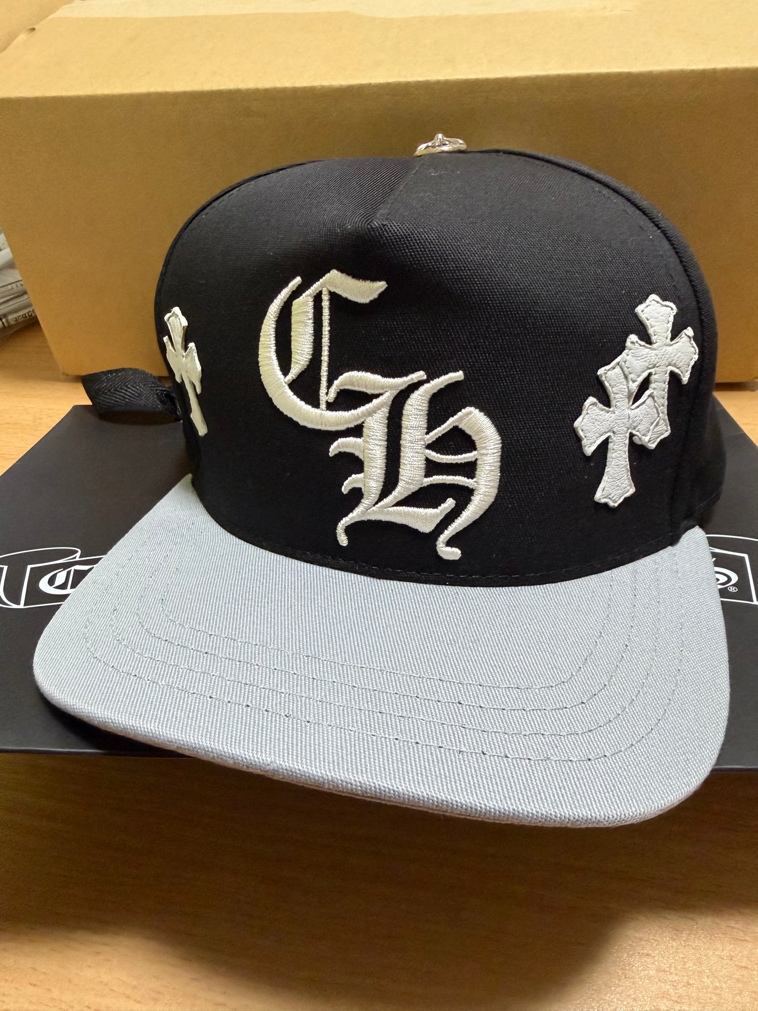 Chrome Hearts CH Hat Cross Patch Baseball Cap "Black/Grey/White"