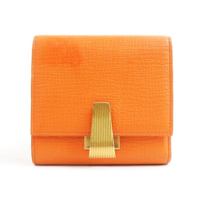 ボッテガヴェネタ BOTTEGAVENETA 二つ折り財布 レザー オレンジ ユニセックス【中古】 h31763a