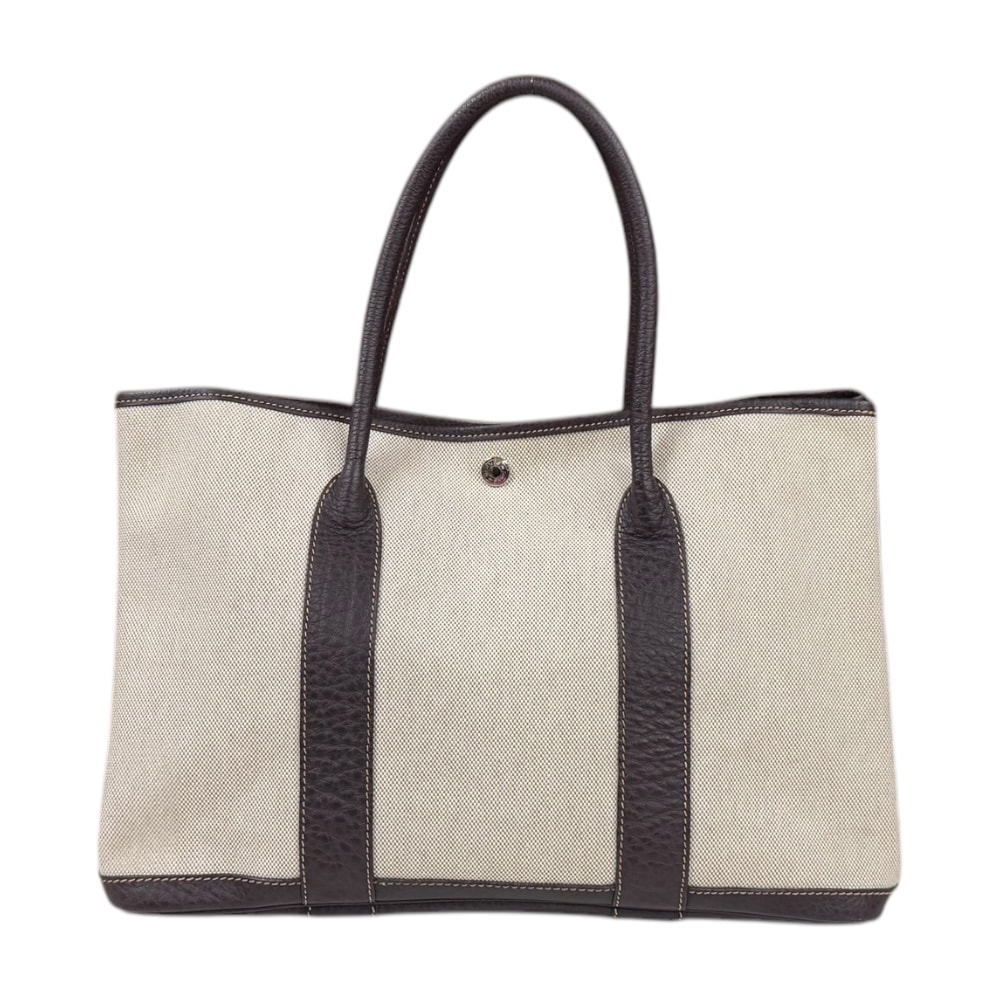 エルメス ガーデンパーティPM ハンドバッグ トワルアッシュ ブラウン レディース HERMES 中古