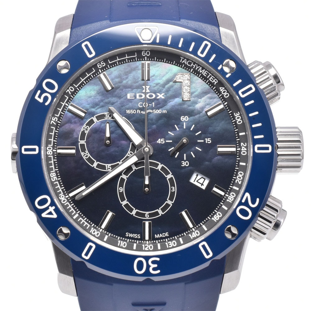 エドックス EDOX 10221-3BU3-BMO クロノオフショア1 クロノグラフ デイト クォーツ メンズ 美品 箱・保証書付き C#147141
