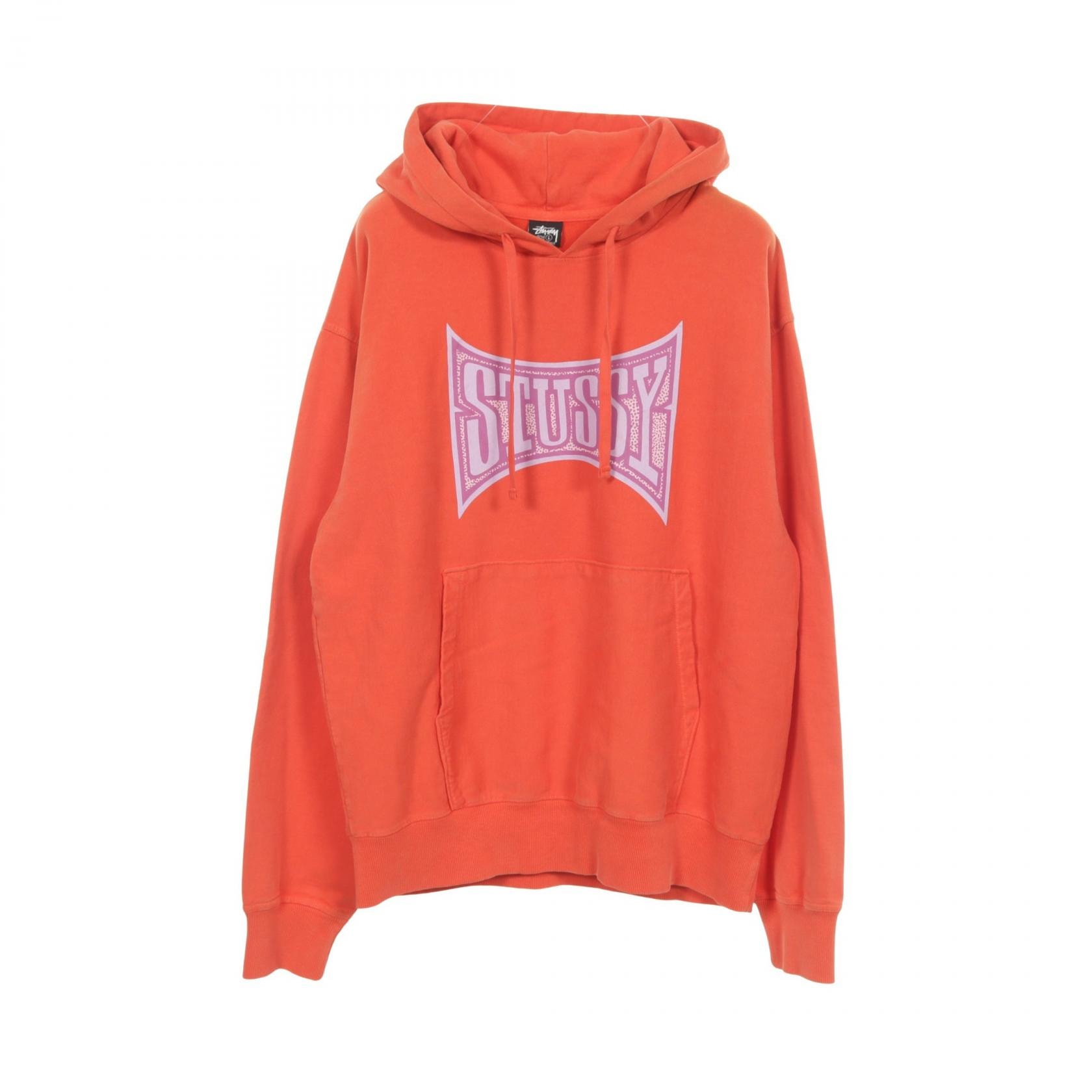 ステューシー STUSSY STUSSY × Champion ロゴプリント ユーズド加工 パーカー 衣料品 トップス コットン メンズ オレンジ系 【中古】