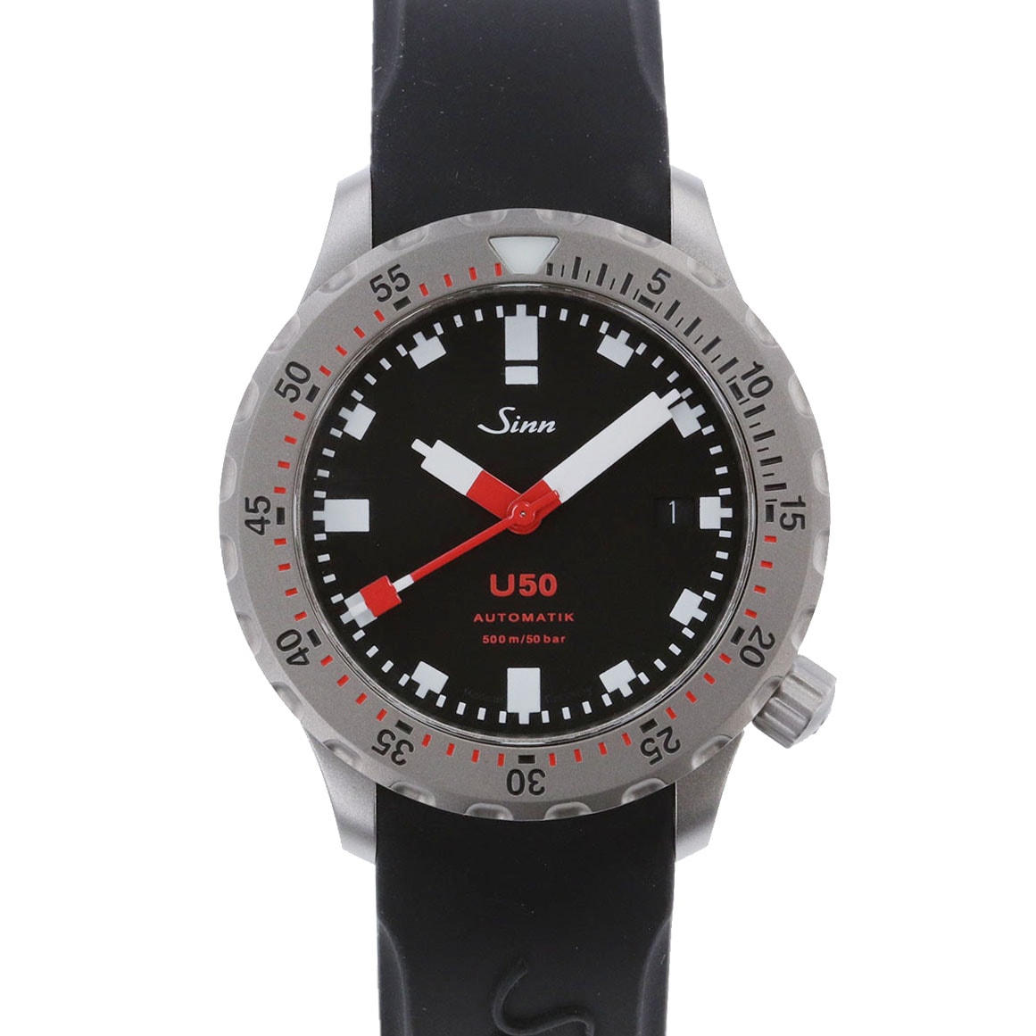 Sinn ジン ダイバーズウォッチ 腕時計 自動巻き U50 ステンレス ラバー ブラック シルバー  メンズ【中古】