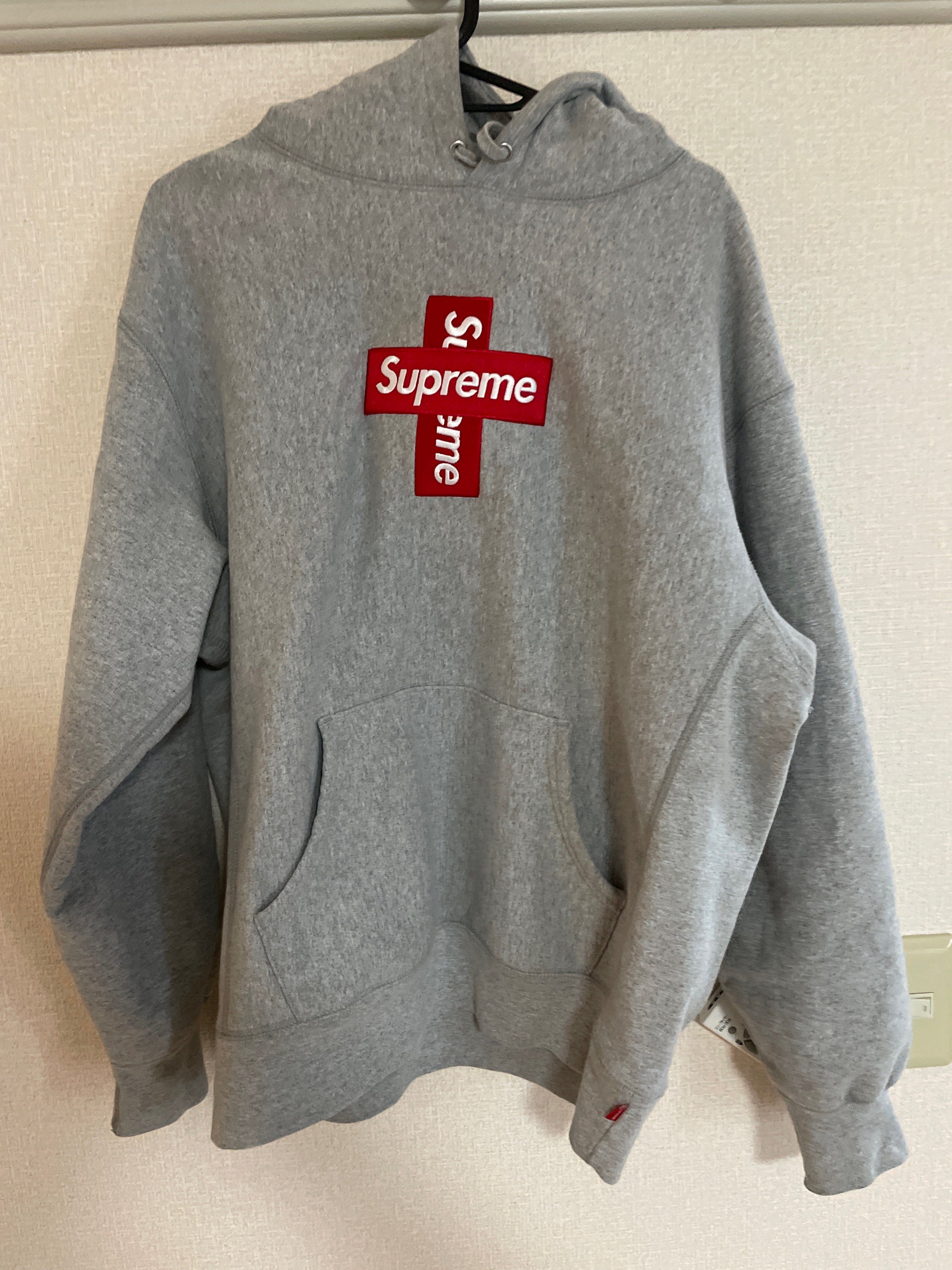 Supreme Cross Box Logo Hooded Sweatshirt "Grey"
