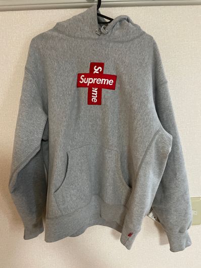 Supreme Cross Box Logo Hooded Sweatshirt "Grey"