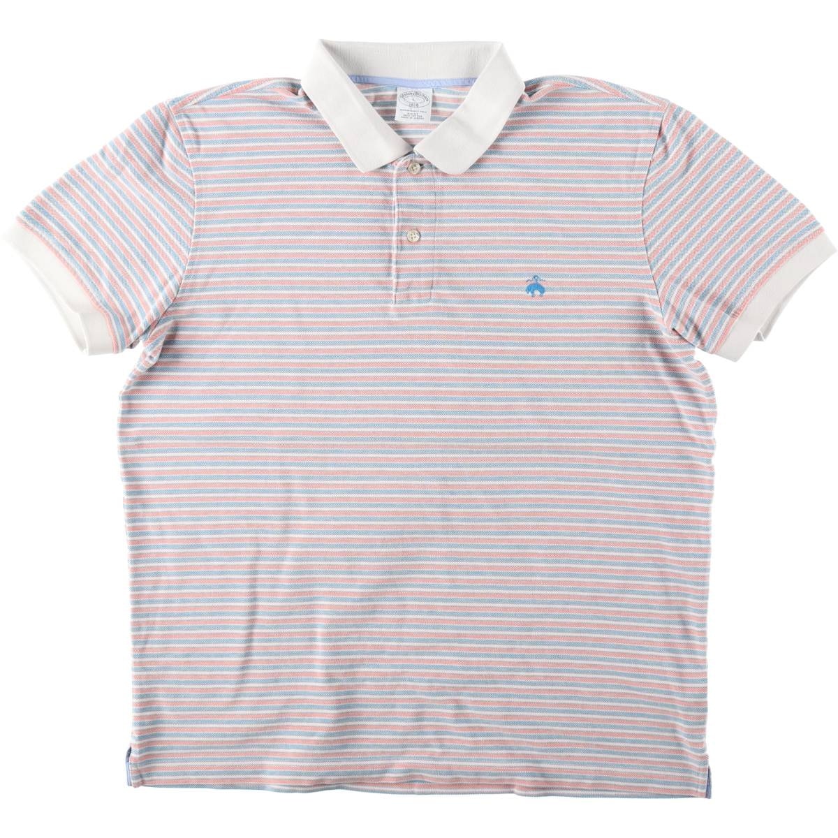 古着 ブルックスブラザーズ Brooks Brothers 1818 SLIM FIT 長袖 ボーダー ポロシャツ メンズL相当/eaa644727