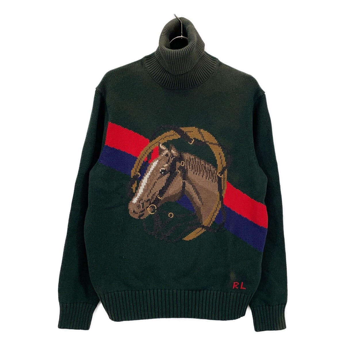 ポロ ラルフローレン グリーン ホースヘッド Cotton Turtleneck Sweater M