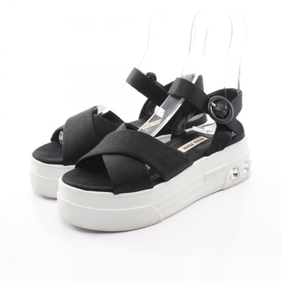 ミュウ ミュウ Miu Miu ビジュー サンダル 靴 ファブリック レディース ブラック系 5X996C 【中古】