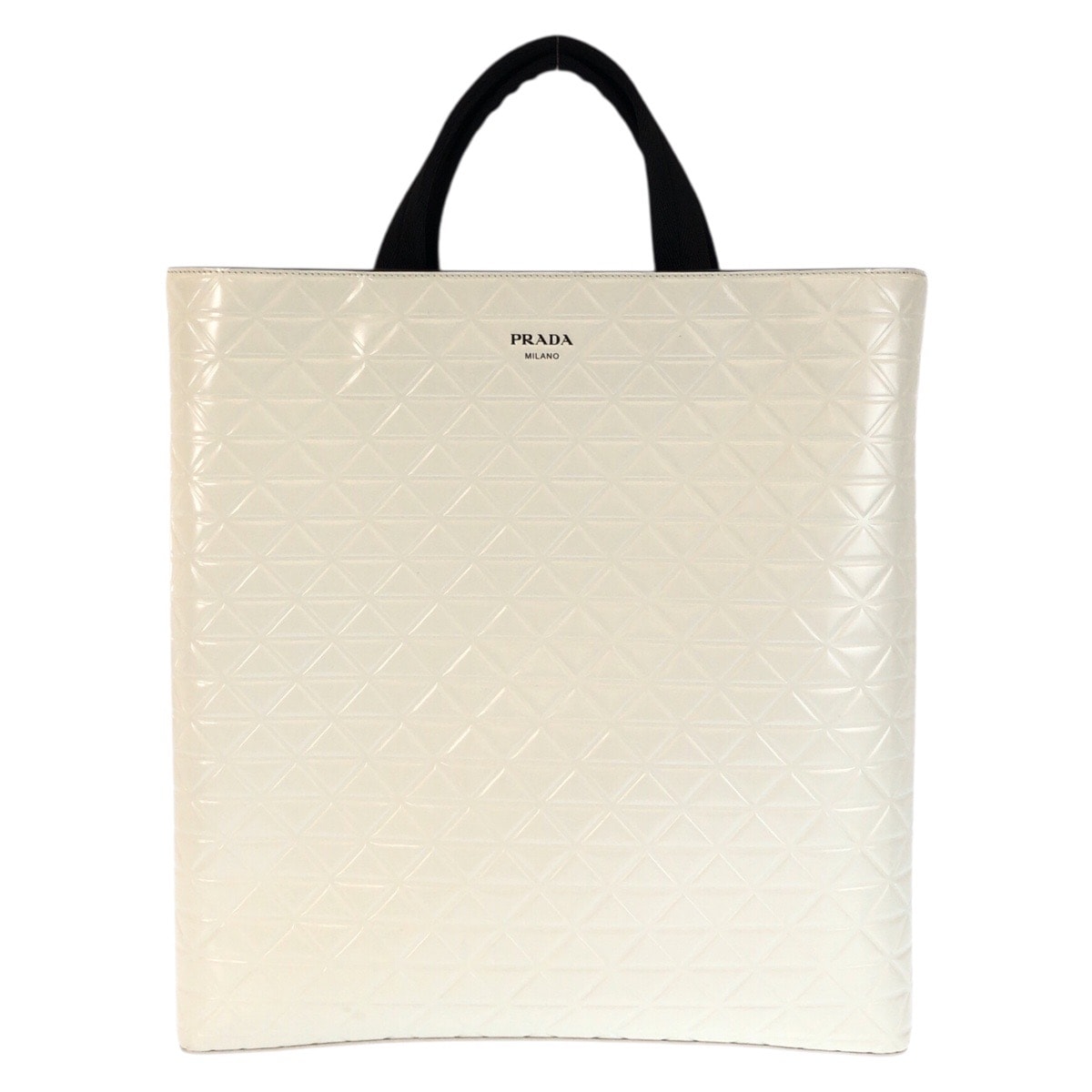 美品 PRADA プラダ 未使用 水筒付き ホワイト ブラック シルバー金具 レザー トートバッグ ビジネスバッグ 男女兼用 602501 【中古】