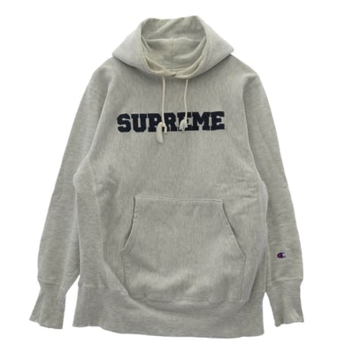 Supreme シュプリーム パーカー 90s reverse wave hoodie リバースウィーブ フーディー ロゴ パーカー ホワイト系 L【中古】