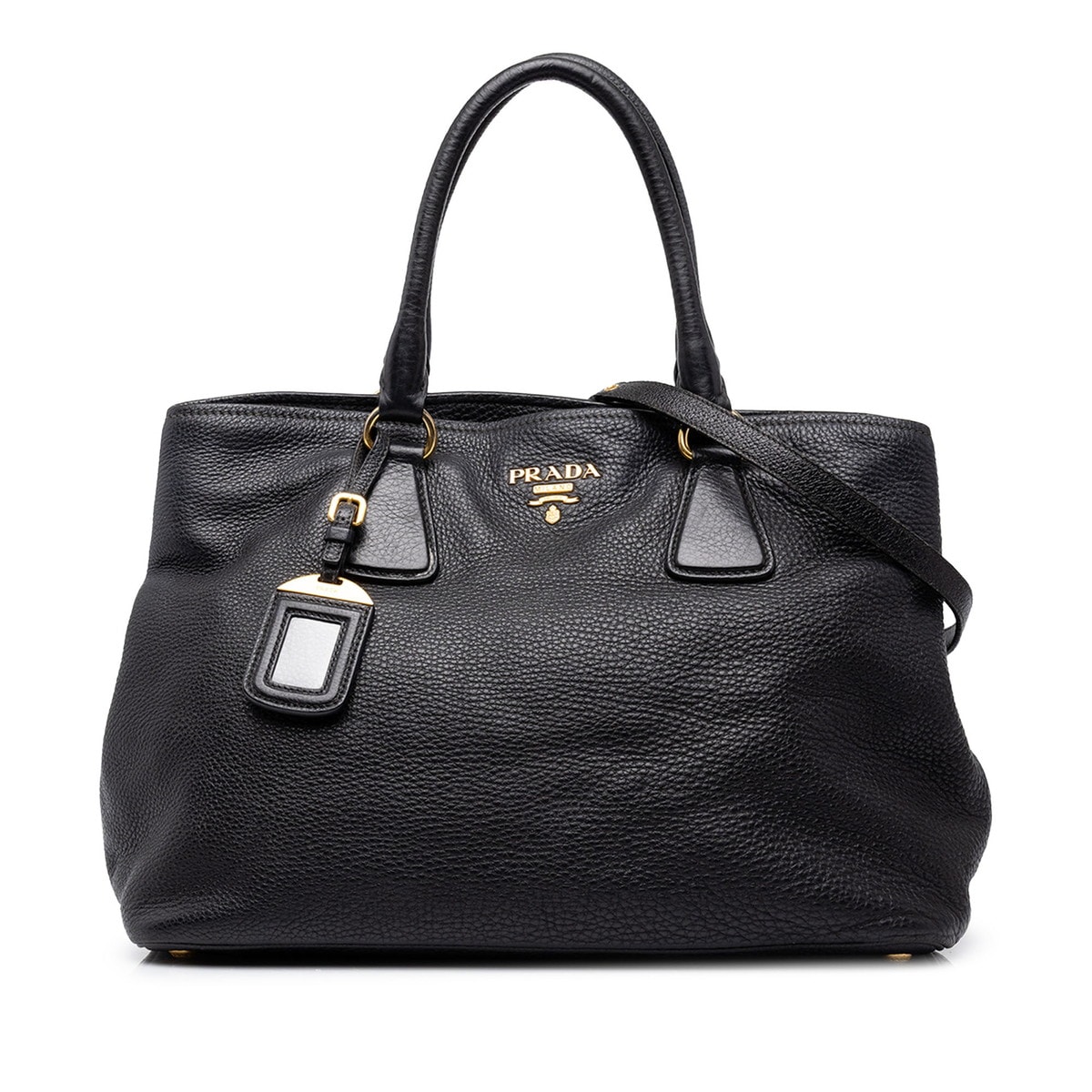プラダ ロゴ ハンドバッグ ショルダーバッグ 2WAY ブラック レザー レディース PRADA 中古