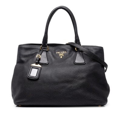 プラダ ロゴ ハンドバッグ ショルダーバッグ 2WAY ブラック レザー レディース PRADA 中古