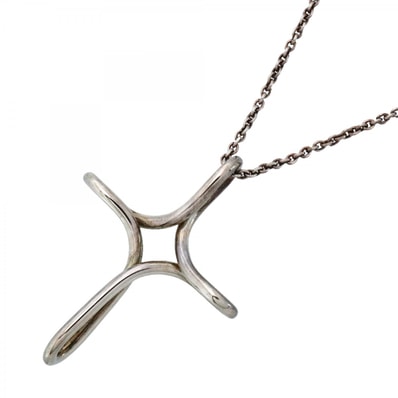 【6jdb0366-k】ティファニー ネックレス オープンクロス シルバー925【中古】メンズ レディース ユニセックス