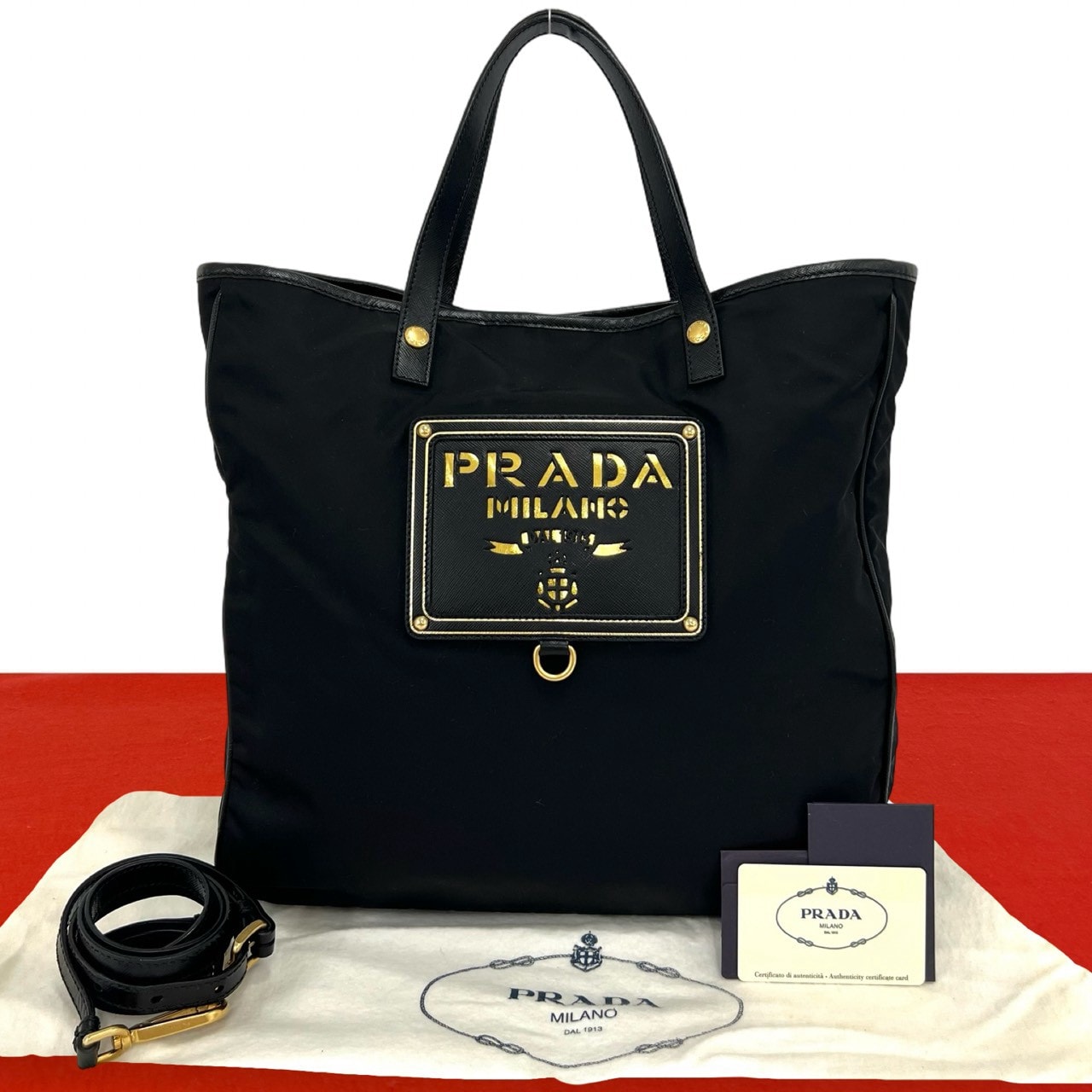 PRADA プラダ ナイロン レザー ショルダーバッグ ブラック
 80618