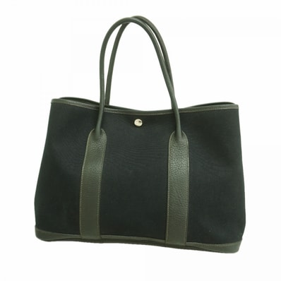 【6fb2877-h】エルメス トートバッグ ガーデンパーティPM トワルオフィシエ ブラック シルバー金具 □K刻印【中古】レディース