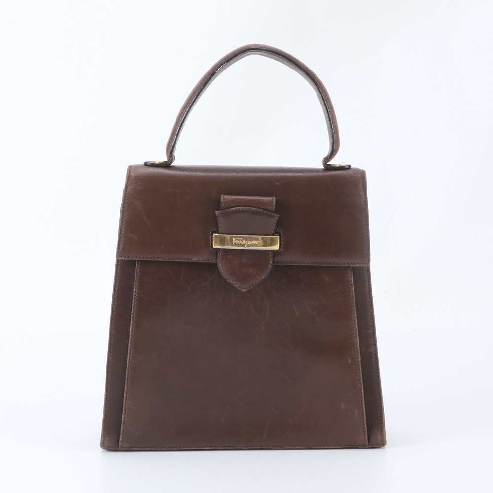 ■美品 サルヴァトーレフェラガモ トップハンドルハンドバッグ レザー