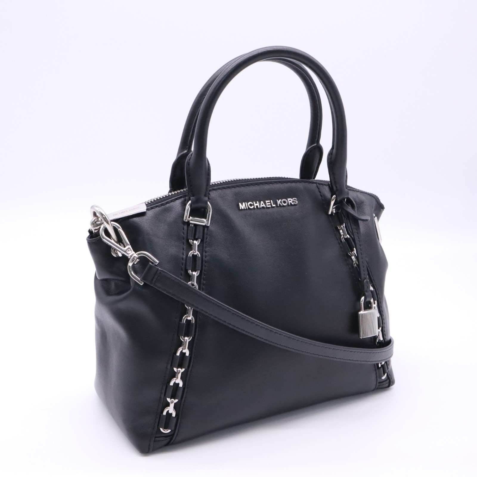 Michael Kors マイケルコース レザー サディ サッチェル 35H8SAEM2L 2wayハンドバッグ ブラック レザー レディース