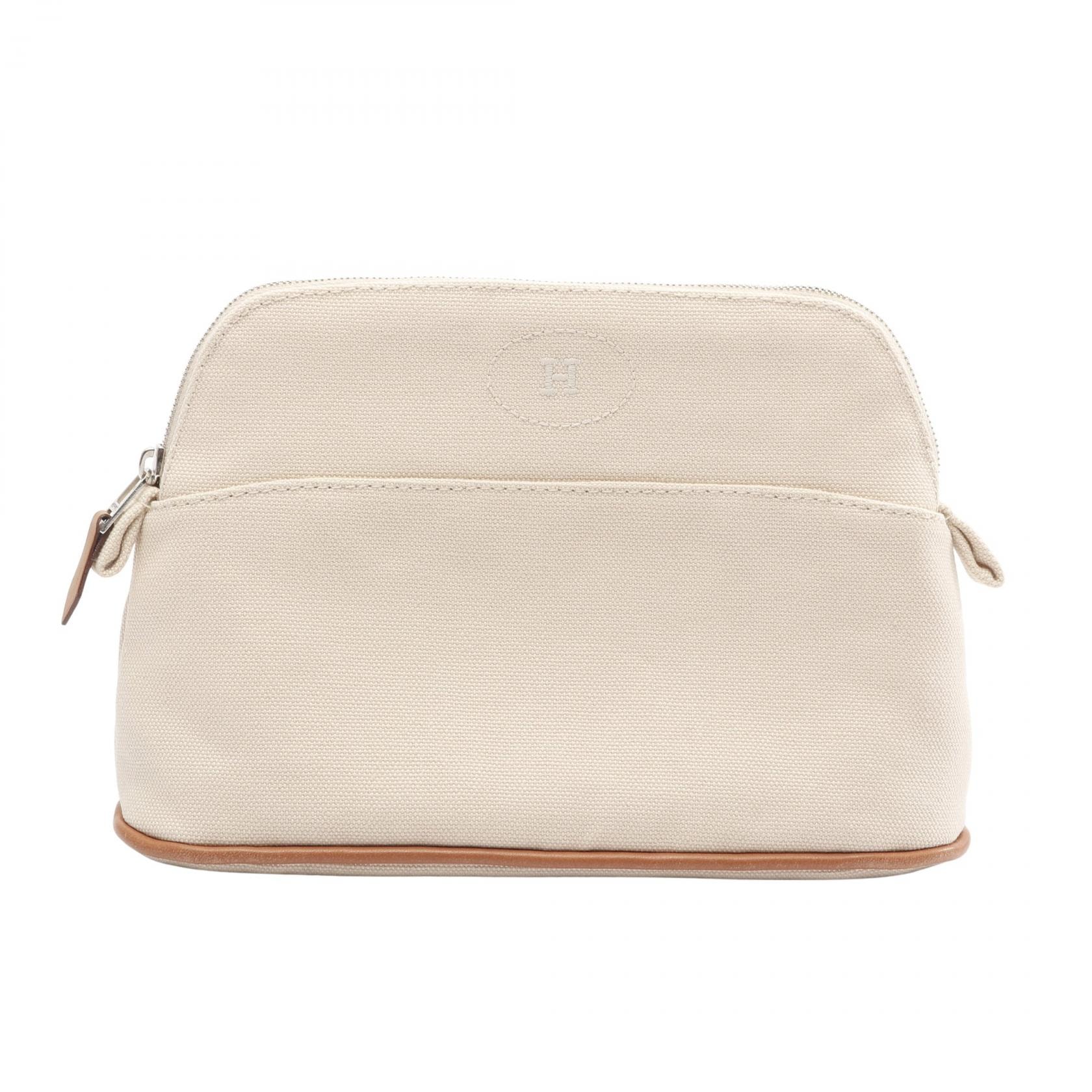 エルメス HERMES ボリードポーチ20 ポーチ バッグ キャンバス レザー レディース ベージュ系 【中古】