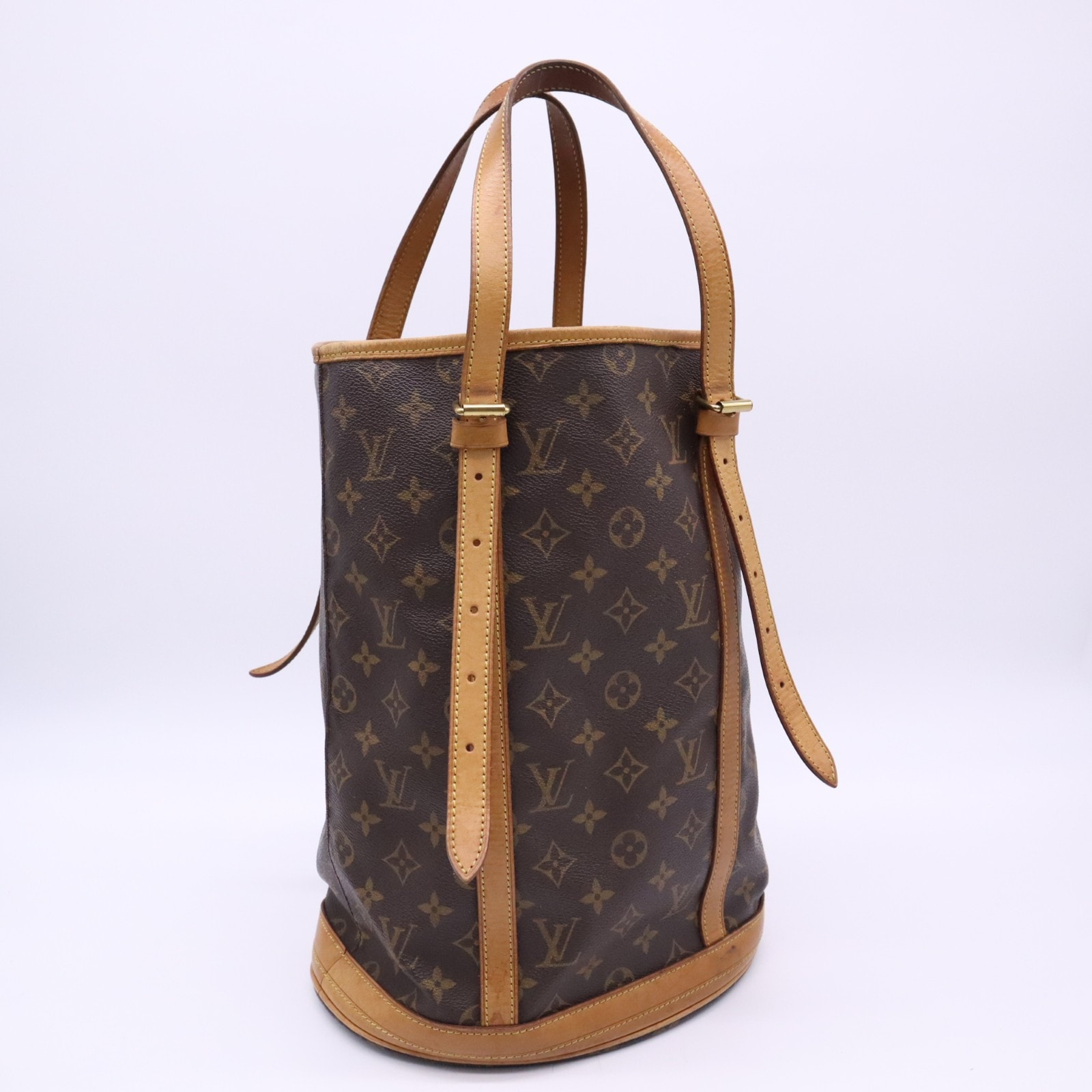 LOUIS VUITTON ルイ・ヴィトン モノグラム バケットGM M42236 ハンドバッグ ブラウン ベージュ コーティングキャンバス レザー レディース