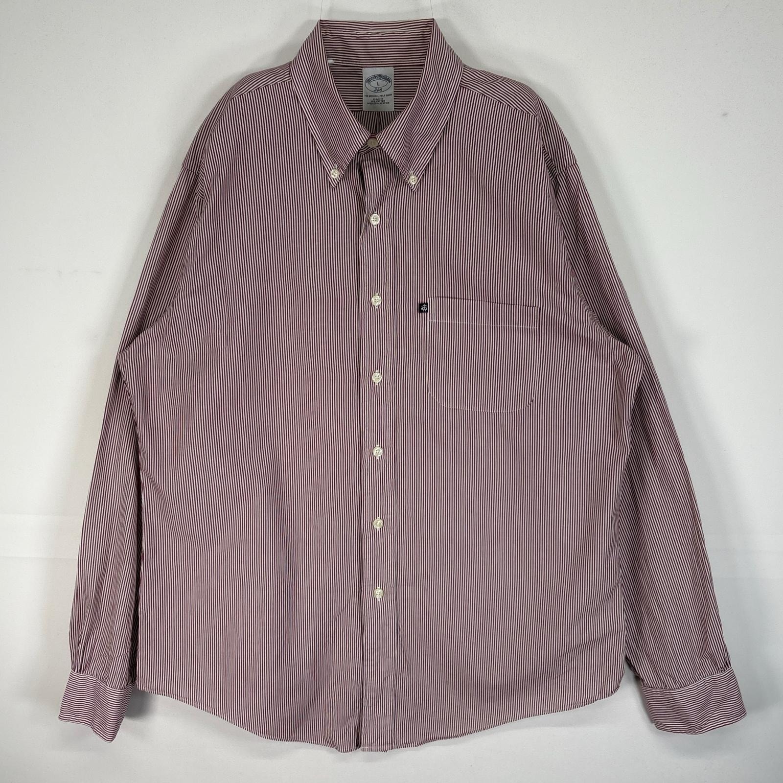 古着 ブルックスブラザーズ Brooks Brothers 長袖シャツ 胸ポケ 346 胸ポケ L  ワインレッド系 ストライプ メンズ