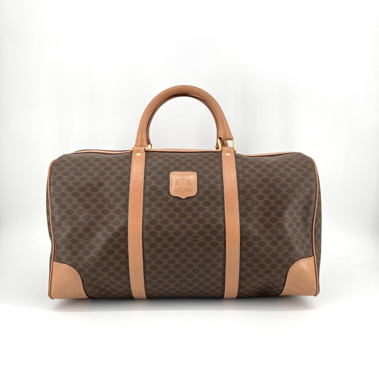 CELINE(セリーヌ) マカダム オールドセリーヌ ゴールド金具 ボストンバッグ ブラウン