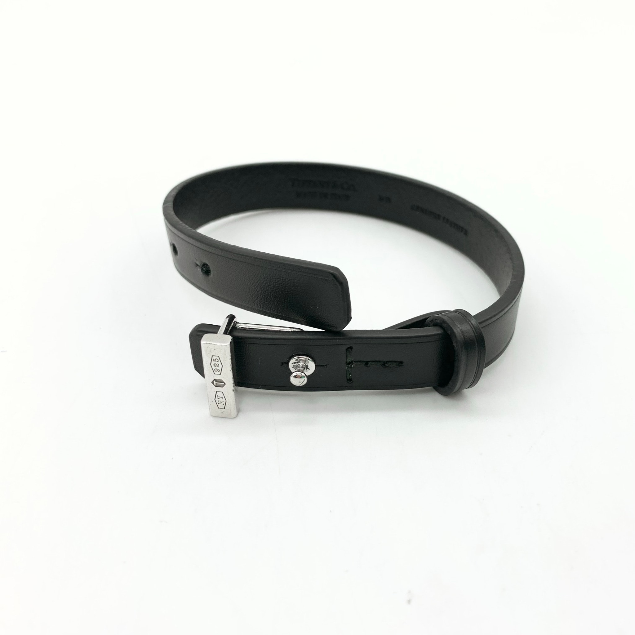 Tiffany & Co. メイカーズレザーブレスレット 925×レザー Black silver