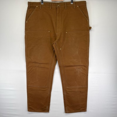 古着 カーハート Carhartt USA製 ダック パンツ ダック ペインターパンツ ワーク ダブルニー 大きいサイズ W46 L34 ブラウン系 メンズ