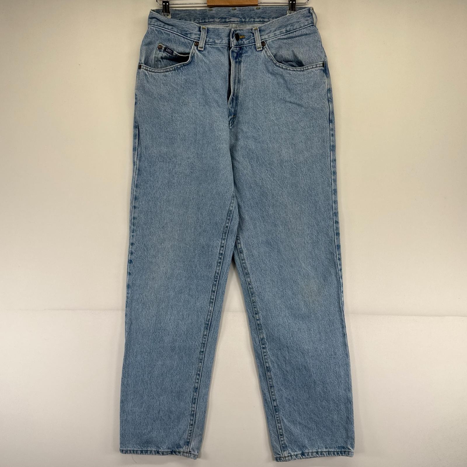 古着 90's/90年代 リー Lee デニム パンツ テーパード アイスブルー デニム ジーパン レザーパッチ w34×L32 ブルー系 メンズ